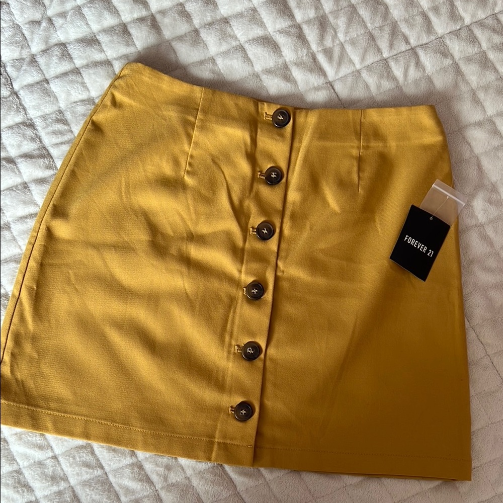 Forever 21 Mustard Button-Down Mini Skirt